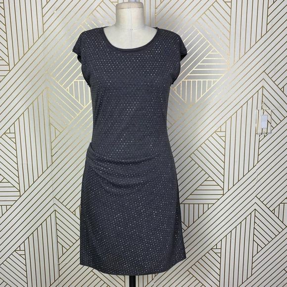 Rebecca Taylor Gray Silver‎ Studded Ruched T-Shirt Dress Size US Medium - Picture 1 of 10